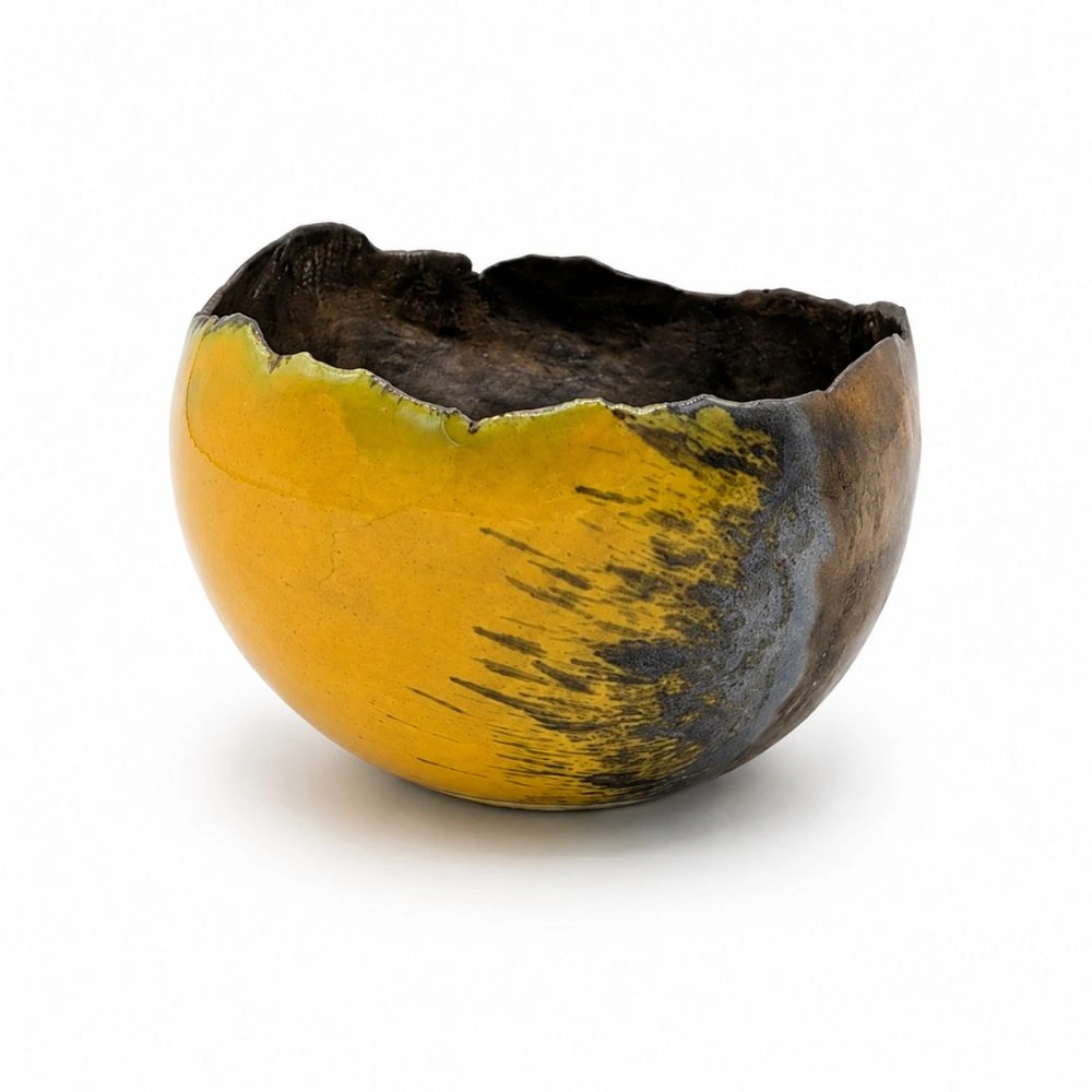 Авторска порцеланова купа Черупка Sun Yellow, Kabira - Image 3